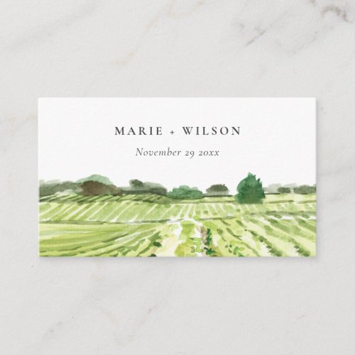 Elegant Watercolor Winery Vineyard Wedding Website Enclosure Card
