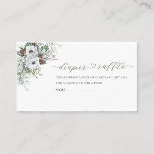 Elegant Watercolor Winter Anemones flowers baby sh Enclosure Card