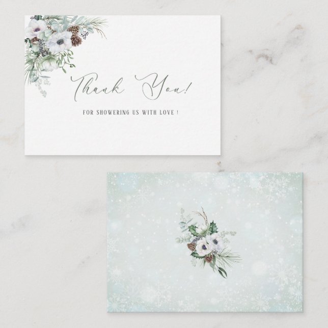 Elegant Watercolor Winter Anemones flowers Baby sh Note Card (Front/Back)