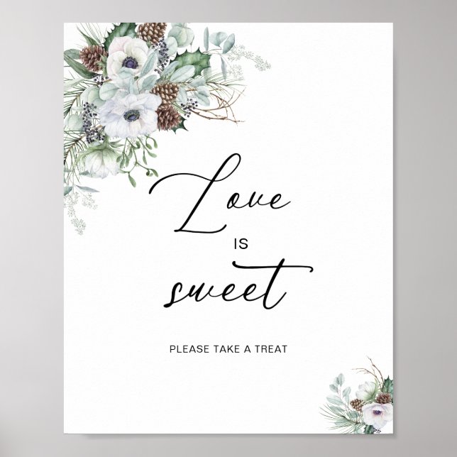 Elegant Watercolor Winter Anemones flowers bridal  Poster (Front)