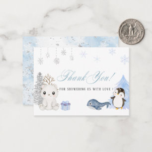 Elegant Watercolor Winter arctic animals Baby show Note Card