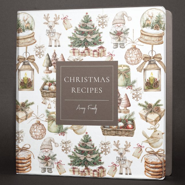 Elegant Watercolor Winter Christmas Recipe 3 Ring Binder (Creator Uploaded)