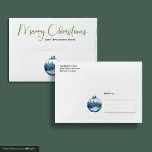 Elegant Watercolor Winter Christmas Scene Envelope