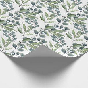 Elegant Watercolor Winter Foliage Christmas Wrapping Paper