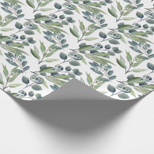Elegant Watercolor Winter Foliage Christmas Wrapping Paper