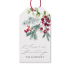 Elegant Watercolor Winter Greenery Red Berries