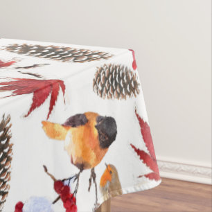 Elegant Watercolor Winter Pattern Tablecloth