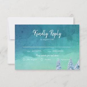 Elegant Watercolor Winter Snow Meal Options RSVP C Card