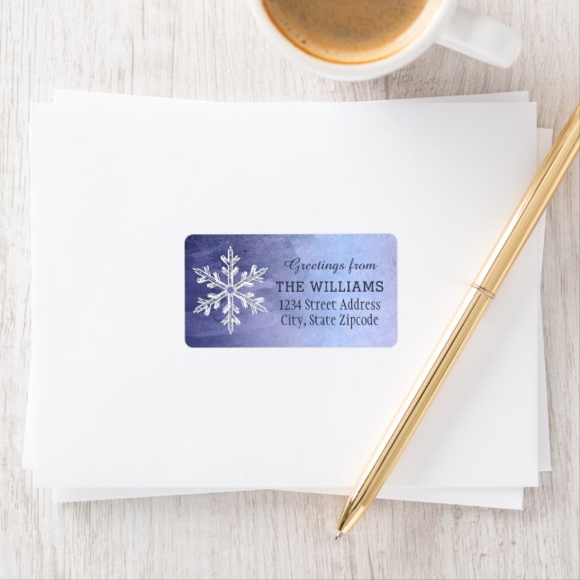 Elegant Watercolor Winter Snowflake Address Label (Insitu)