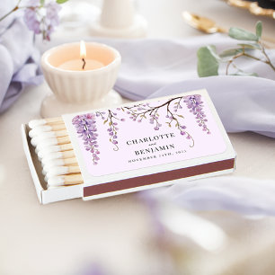 Elegant Watercolor Wisteria Branch Garden Wedding Matchboxes