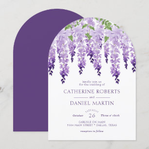 Elegant Watercolor Wisteria Floral Wedding Invitation