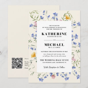 Elegant Watercolor Wldflowers Meadow RSVP Wedding Invitation