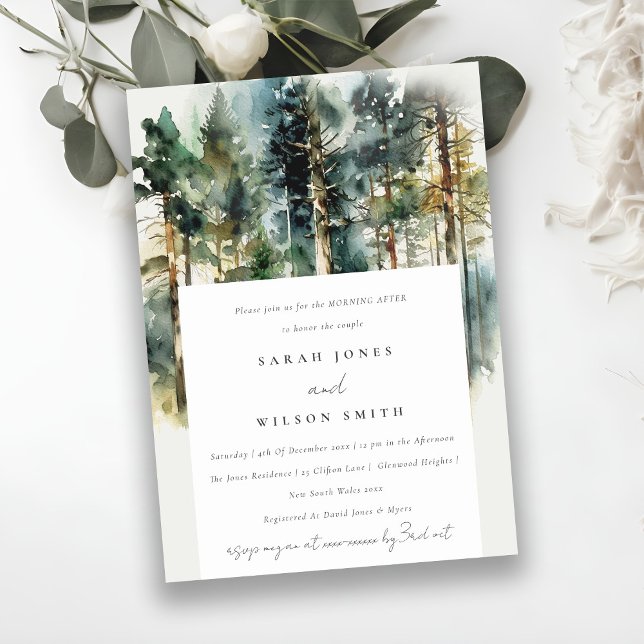 Elegant Watercolor Woodland Forest Morning After Invitation (Creator Uploaded)
