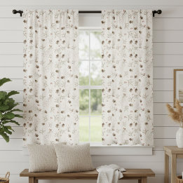 Elegant Watercolor Woodland Winterberry Pattern Blackout Curtains