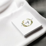 Elegant Watercolor Wreath Calligraphy Logo  Square Business Card at Zazzle