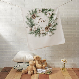 Elegant Watercolor Wreath Christmas Baby Shower Baby Blanket