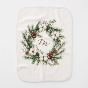 Elegant Watercolor Wreath Christmas Baby Shower Baby Burp Cloth