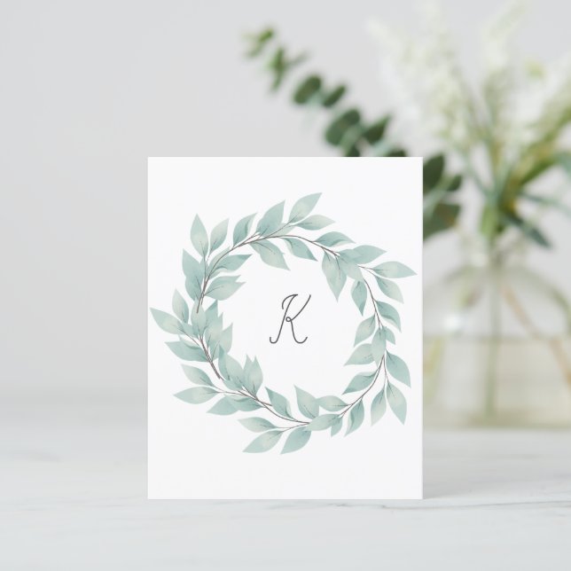 Elegant Watercolor Wreath Monogram | Personalized  (Standing Front)