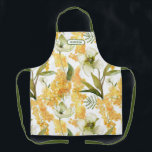 Elegant Watercolor Yellow Botanical Floral Name Apron<br><div class="desc">Elegant Watercolor Yellow Green Botanical Floral Personalized Name Pattern Kitchen Aprons features mimosa and hellebore watercolor flowers in white, green and yellow. Perfect for the avid baker or chef, even perfect for those that love gardening. Make a fabulous gift for Christmas, birthday, Mother's day and more. Designed by ©Evco Studio...</div>