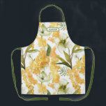 Elegant Watercolor Yellow Botanical Floral Name Apron<br><div class="desc">Elegant Watercolor Yellow Green Botanical Floral Personalized Name Pattern Kitchen Aprons features mimosa and hellebore watercolor flowers in white, green and yellow. Perfect for the avid baker or chef, even perfect for those that love gardening. Make a fabulous gift for Christmas, birthday, Mother's day and more. Designed by ©Evco Studio...</div>