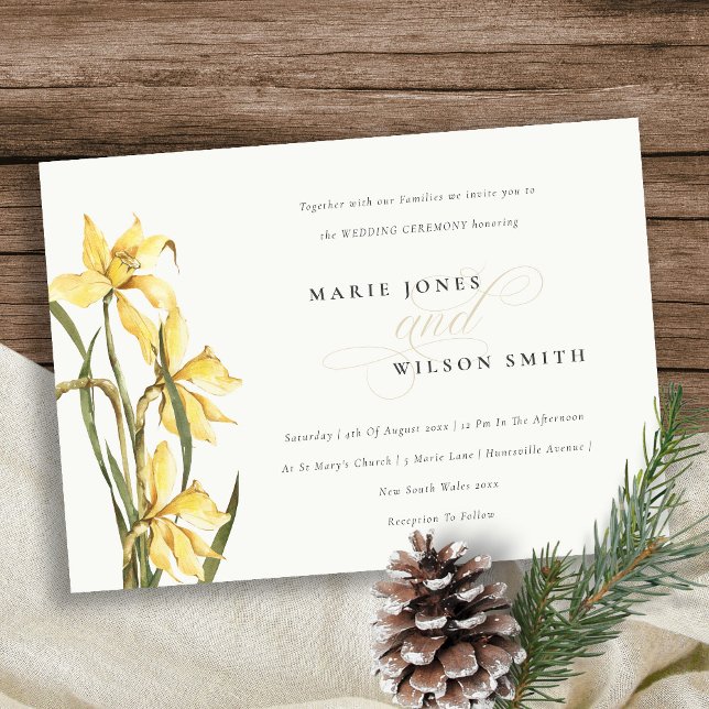 Elegant Watercolor Yellow Daffodil Wedding Invite (Creator Uploaded)