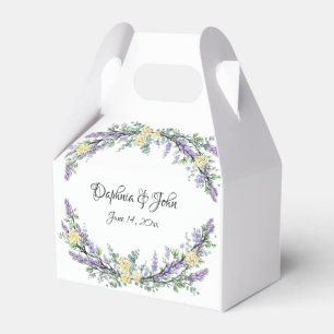 Elegant watercolor yellow roses lavender greenery favor boxes