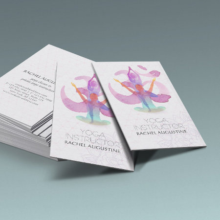 Elegant Watercolor Yoga Meditation Pose Om Symbol Business Card