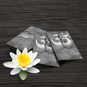 Elegant Watercolor Yoga Meditation Pose Om Symbol Business Card