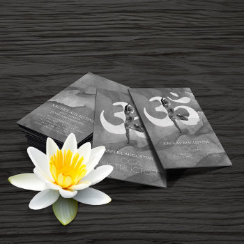 Elegant Watercolor Yoga Meditation Pose Om Symbol Business Card by ReadyCardCard at Zazzle
