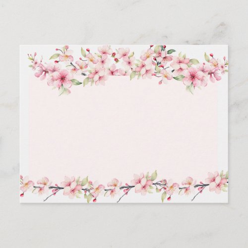 Elegant Watercolors and Pink Cherry Blossoms Postcard