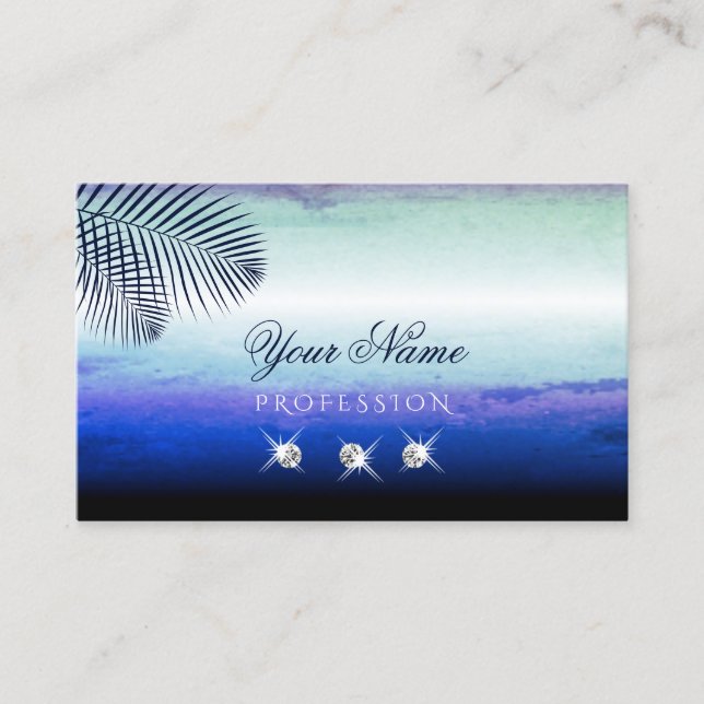 Elegant Watercolors Sky Clouds Sparkling Diamonds Business Card (Front)