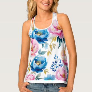 🌸 Elegant Watercolou Floral Tank Top – Stylish &
