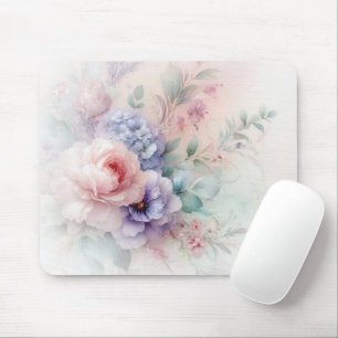 Elegant Watercolour Aquarell Flowers Trendy Mouse Pad