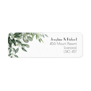 Elegant watercolour leaf botanicals hunter green label