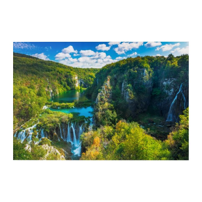 Elegant waterfall scenic, Croatia Acrylic Print (Front)