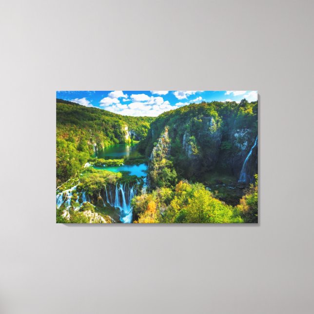 Elegant waterfall scenic, Croatia Canvas Print (Front)
