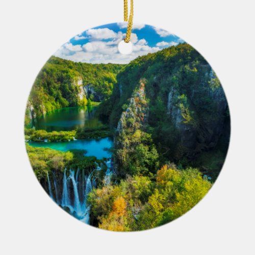 Elegant waterfall scenic Croatia Ceramic Ornament