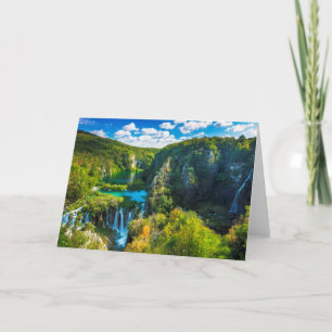 Elegant waterfall scenic, Croatia Holiday Card