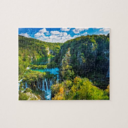 Elegant waterfall scenic Croatia Jigsaw Puzzle