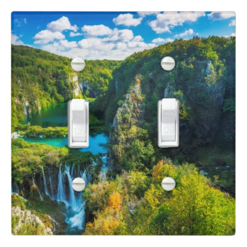 Elegant waterfall scenic Croatia Light Switch Cover