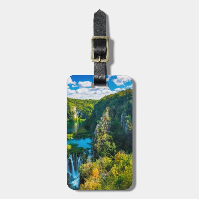 Elegant waterfall scenic, Croatia Luggage Tag (Front Vertical)