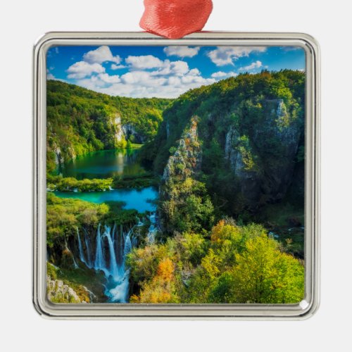 Elegant waterfall scenic Croatia Metal Ornament