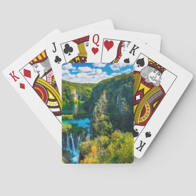 Elegant waterfall scenic, Croatia Poker Cards (Back)