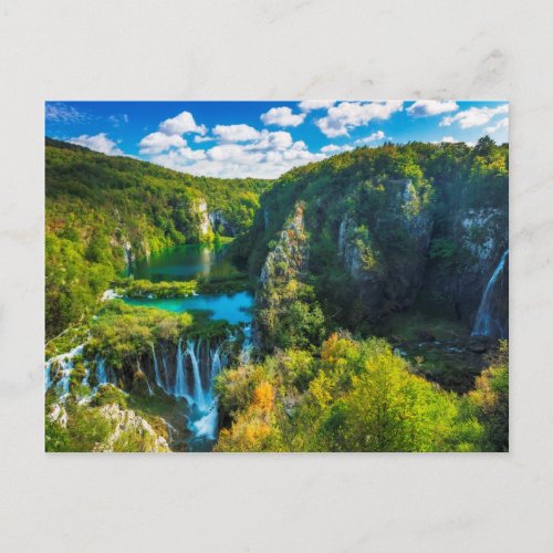 Elegant waterfall scenic Croatia Postcard