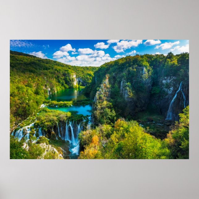 Elegant waterfall scenic, Croatia Poster (Front)