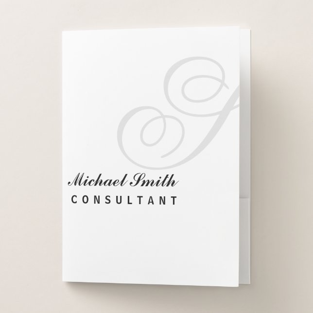 Elegant Watermark Monogram Pocket Folder (Front)