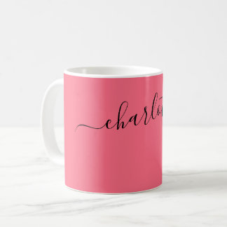 Elegant Watermelon Color Modern Name Personalized Coffee Mug