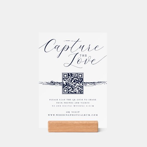 Elegant Wave Capture the Love Wedding QR Code Holder