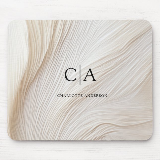 Elegant, wave, monogram mouse pad (Front)