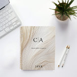 Elegant, waves, monogram planner<br><div class="desc">Customer specific modern,  elegant,  waves planner.
Just edit your product in a few minutes. You can change the font/size/color and position using "further personalize".</div>